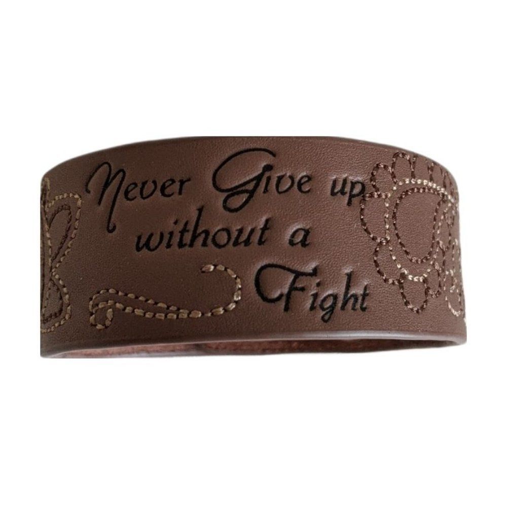 Layla Never Give Up Leather Bracelet Brown 7" / 8" NIP NEW IN PACKAGE